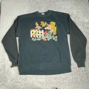 Vintage Jerzees Sweatshirt Womens Large Black Squirrels Fall Cardinal 1996 Retro